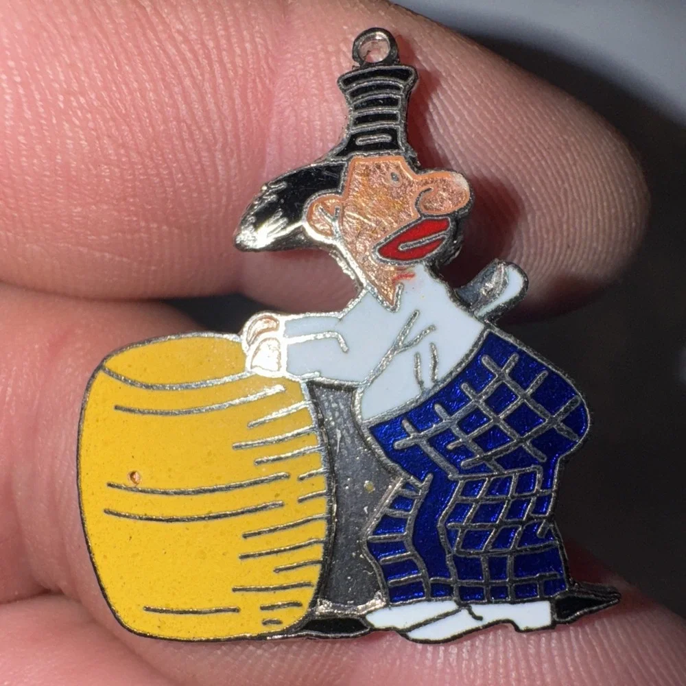 2pc Fun Vintage Rodeo Clown Cowboy Charm Pendant  Blue Red